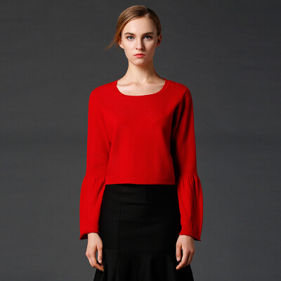 

Marc Rebecca Slim Bundled Simple Sweater Trim Sweater Sweater 75009D Red