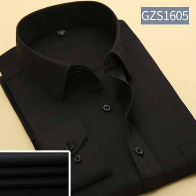 

Business Gentleman Men Long Sleeve Shirt Spring Autumn Silm Fit Solid Color Stitching