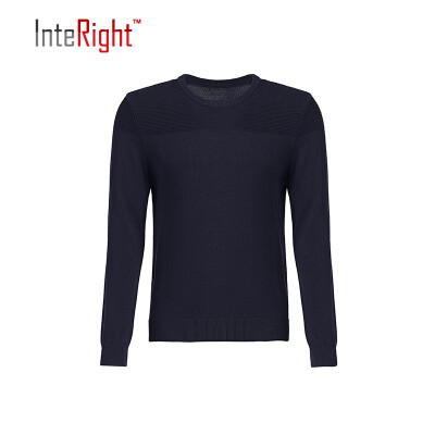 

INTERIGHT cotton net color dark jacquard round neck men 's sweater dark blue L code