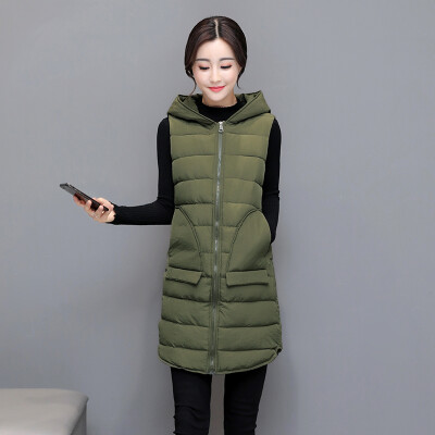 

Soft sister cotton vest female long section winter Korean version of the feather cotton waistcoat winter thick warm fashion jacke