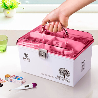

Vilscijon Wei simple storage box plastic portable portable large multi-purpose emergency medical kit pink 6611