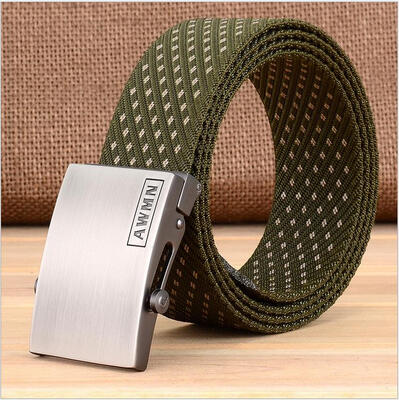 

Nylon Belt Men 's Belt Outdoor Casual Belt Striped Buckle Button Jeans Tactical Belt