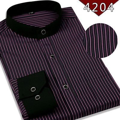 

Business Casual Youth Men Long Sleeve Shirt Spring Autumn Solid Color Silm Fit