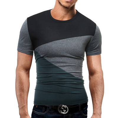 

T shirt Brand 2017 Male Short Sleeve T Shirt O-Neck Men T-Shirt Simple splicing Tee Tops Shirt Homme T Shirts 3XL 2011