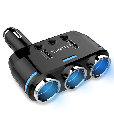 

12V24V 100W 3 Way Auto Sockets Car Cigarette Lighter Adapter Lighter Splitter Lighter 5V 31A Output Power 2 USB Car Charger