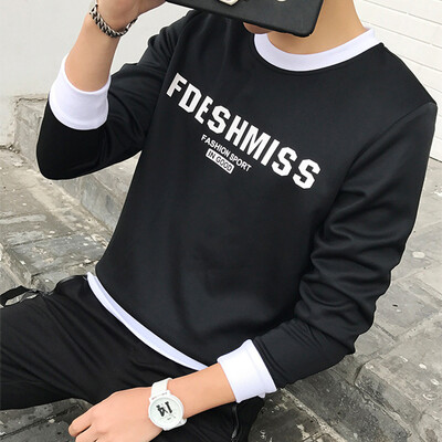 

Fall new sets of sweater men's round neck collar loose underwear students long sleeve coat tide male jacket