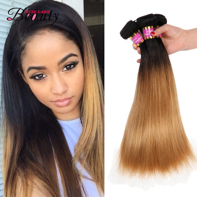 

museladybeauty Ombre Human Hair Malaysian Straight Hair Weave Bundles Blonde 1 Piece T1B27 Non Remy Hair Extension