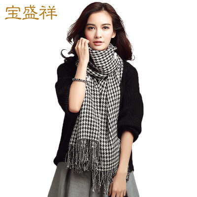 

Baoshengxiang scarf female autumn&winter worsted lady wool scarf shawl dual use thousands of birds grid thickening warm collar gift box w9508 black red grid