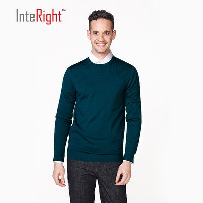 

INTERIGHT50 Wool Men Business casual round neck sweater Tie blue  code
