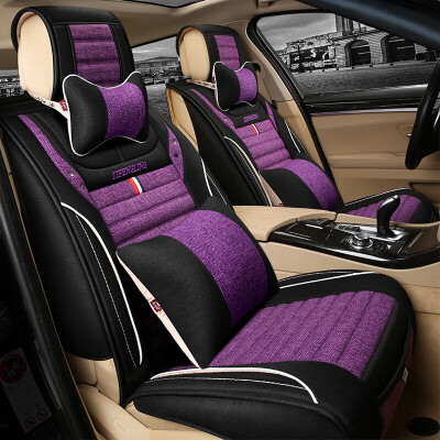 

Purple wind bell imitation linen car seat four seasons universal four seasons pad Laguna magotan Tiguan sagitar hafu Cruze Sylphy Kia car seat cushion B12 Deluxe Edition black purple