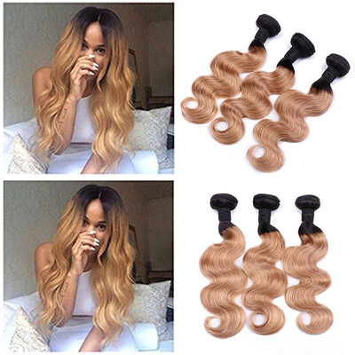 

7A Grade Ombre Brazilian Body Wave 3 Bundles Deal T1B27 Mixed Length 12"-24" Unprocessed Human Hair Bundles
