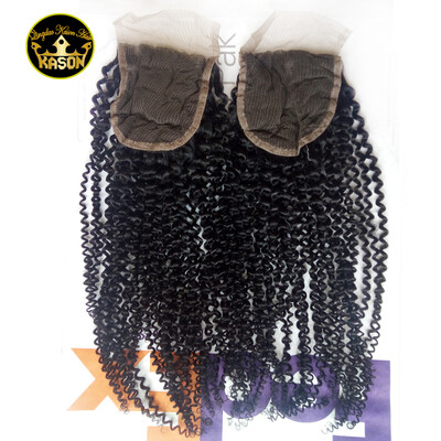 

Hot Sale Kinky Curls Closure Peruvian Virgin Hair Kinky Curly Lace Closure 100% Human Hair Top Closure With Baby Hair