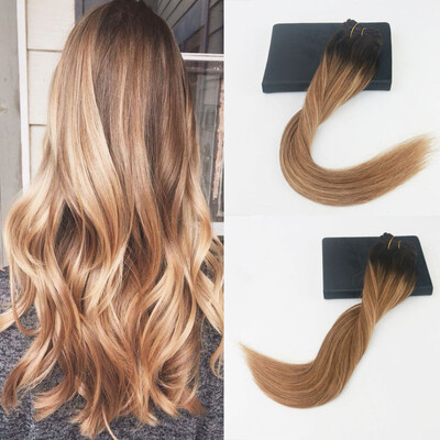 

14-24" 7pcs 120Gram Balayage Color #2#6#27 Brazilian Hair Extensions Full Set Clip On Hair Extensions 100% Human Hair