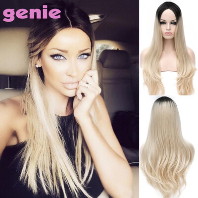 

GENIE New Sexy Long Blonde Women Hiar Wig Полный парик для вечеринок Cospaly