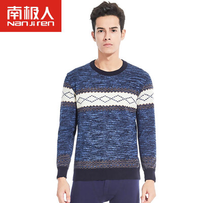 

Antarctic thermal underwear men&39s round neck prints plus velvet thickening underwear Slim winter youth fashion autumn clothes autumn pants suit male gray red stripes