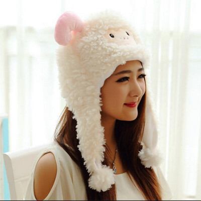 

Winter new animal plush bow head cap props cartoon cute performance one sheep hat