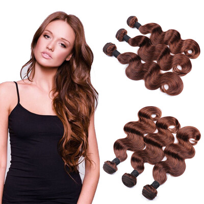 

7A Grade Brazilian Human Hair 3 Bundles Body Wave Light Brown #4 Body Wave Unprocessed Human Hair Cheap Bundles