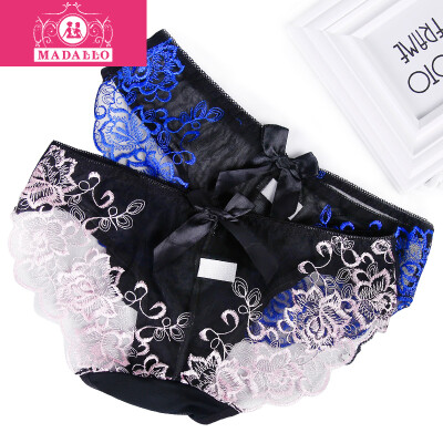 

Madallo(2 packs) ladies underwear female cotton sole sexy lace women's triangle underwear