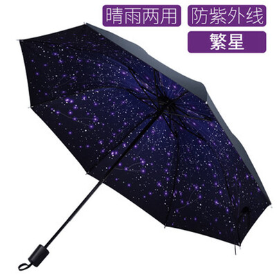 

Cntomlv Sun umbrella double sun umbrella sun shade UV light small black glue three fold Korean