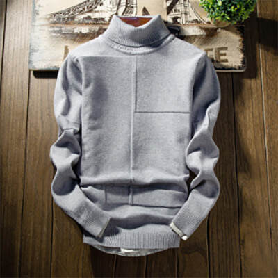 

2017 autumn and winter new men's knitting sweater line clothing Slim high-collar solid color sweater youth men's clothing