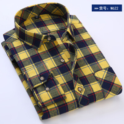 

Youth Casual Men Long Sleeve Shirt Spring Autumn Silm Fit Splice Color Lattice Fashion