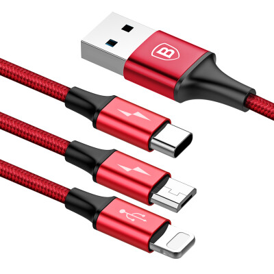 

Baseus 3-in-1 LightningMicro USBType-C cable for charging&data transfer red