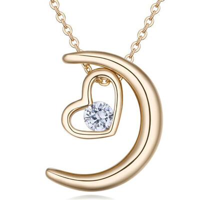 

Синтетические кубические циркониевые ожерелья Сердце и стрелы CZ Привесное ожерелье Луна Белое золото Цвет Модные украшения 26146