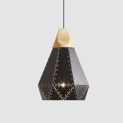 

BOKT Industrial Pendant Lamp Dianmond Shade Hanging Chandelier Shade Light E26E27 Base Painted Finish Hollow Out 1 light A-Black