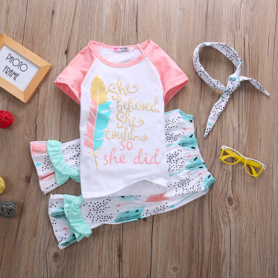 

1-6Y Baby Kids Girl Headband T-shirt Tops Pants Dress Summer Outfits Clothes Set