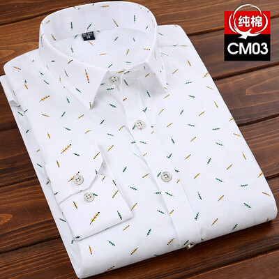 

Business Youth Men Long Sleeve Shirt Spring Autumn Silm Fit Printing Floral