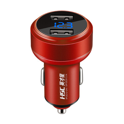 

Yingxingxing HSC-109D car charger car charger cigarette lighter 3.1A dual USB one drag two aluminum alloy voltage detection LED digital display