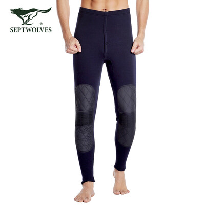 

Seven wolves mens warm pants plus velvet padded knee velvet middle&old warm leg pants knee pads 98993 Navy XL