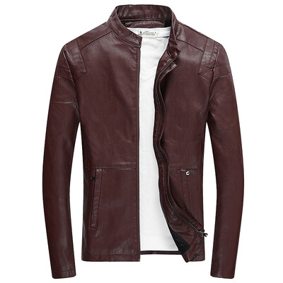 

Men's leather jacket men's self-cultivation jacket spring and summer wash PU leather as a gift for men