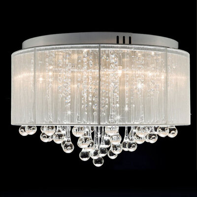

BOKT Flushmount 4-х светлый хрустальный барабанный тень Crystal Crystal Pendant Light Home Ceiling Light Fixture
