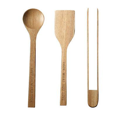 

Barbecue family e-Rover solid wood kitchen utensils set Acacia wood anti-corrosion decoction baking supplies wooden fork fork three-piece