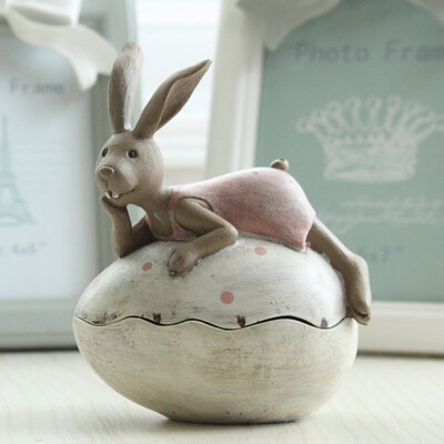 

Mini home resin rabbit ornaments creative trinkets storage box