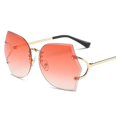 

2017 fashion new trend glasses rimless cut edge lady sunglasses polarized mirror mirror ocean film irregular glasses