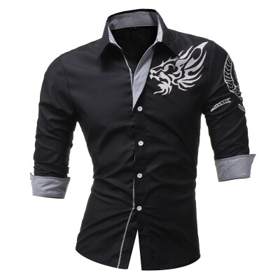 

HEYKESON 2017 New Men' Long-Sleeved Dress Shirt Dragons Men' Casual Slim Lapel Male Quality Large Size 4XL