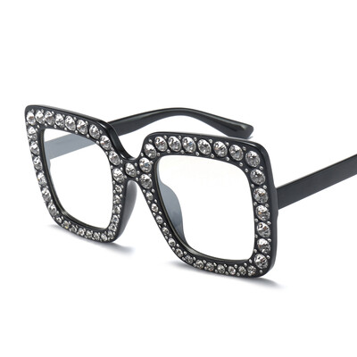 

Oversized rhinestone glasses frame women black square eyeglasses frame women luxury big fashion 2018