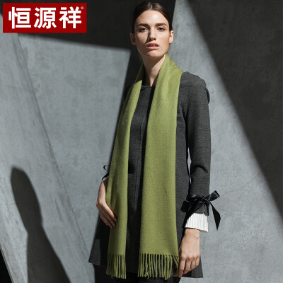 

Hengyuanxiang 50M15327 scarf female European&American style solid color long section thick tassel wool autumn&winter warm elegant temperament collar light green