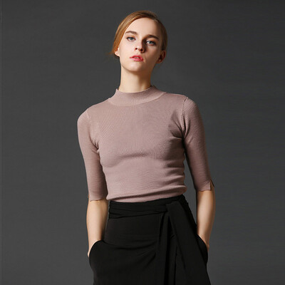 

Marc Rebecca Pure Color Sleeve Sleeve Shirt Women High Collar Shirt Sweater Sweater 75013D White L