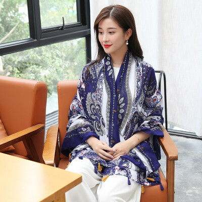 

STORY Of SHANGHAI Women's scarves Autumn and winter warm scarves Shawl leaves Totem army green
