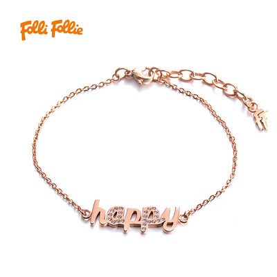 

серия ФОРМУЛИРОВКА г-жа Folli Follie Folli Follie розового золота браслет HAPPY письмо 3B16T022RC