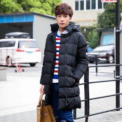 

2017 winter new cotton men's long hat hood thick coat as gift for men