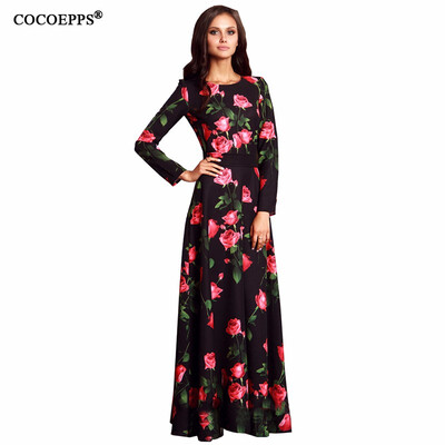 

COCOEPPS Women Autumn Winter Maxi Dress 2017 Bodycon Party Dresses Plus Size Vestidos casual printing Dashiki Boho Long Dress