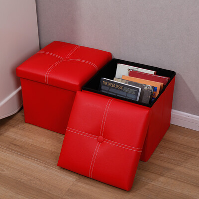 

Bao Youni multi-functional leather storage stool storage stool red two loaded DQ9084-122