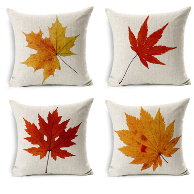 

Cotton Linen Leaves,Maple Leaf Cushion Covers 18 x 18 Inch Sofa Fall Home Decor Throw Pillow Case Pillow Covers Set of 4