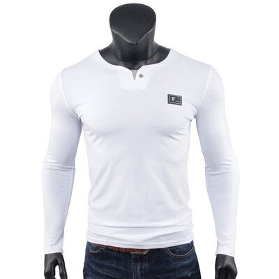 

SHUYI Men's Autumn Pure Cotton T-shirt V-neck T-shirt With a T-shirt with Long Sleeves and Long Sleeves Men's Wear