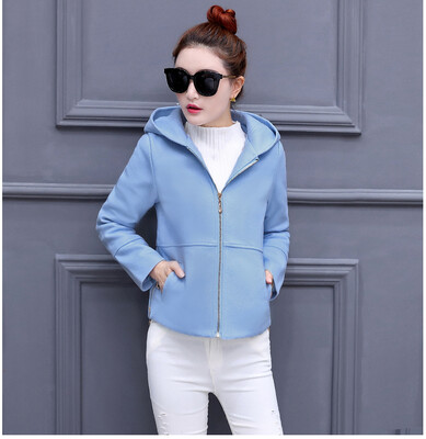 

2017 autumn and winter new students woolen jacket female short section Slim hood thick woolen coat