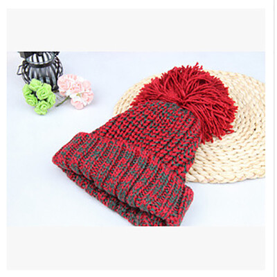 

Children hat new baby winter warm thick flower line artifact big ball wool hat knitted hat